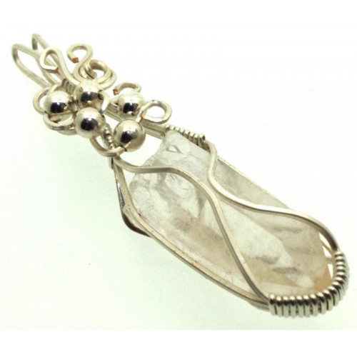 Lemurian Star Seed Lazer Quartz Sterling Silver Wire Wrapped Pendant 03