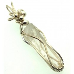 Lemurian Star Seed Lazer Quartz Sterling Silver Wire Wrapped Pendant 05