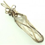 Lemurian Star Seed Lazer Quartz Sterling Silver Wire Wrapped Pendant 05