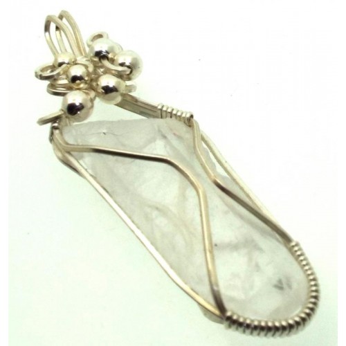 Lemurian Star Seed Lazer Quartz Sterling Silver Wire Wrapped Pendant 07