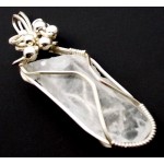 Lemurian Star Seed Lazer Quartz Sterling Silver Wire Wrapped Pendant 07