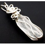 Lemurian Star Seed Lazer Quartz Sterling Silver Wire Wrapped Pendant 08