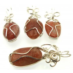 Lucky Dip Sunstone Silver Plated Wire Wrapped Pendant