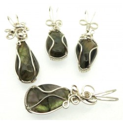 Lucky Dip Labradorite Silver Plated Wire Wrapped Pendant