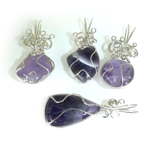 Lucky Dip Amethyst Sterling Silver Wire Wrapped Pendant
