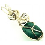 Malachite Silver Filled Wire Wrapped Pendant 02