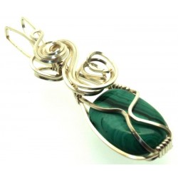 Malachite Silver Filled Wire Wrapped Pendant 02