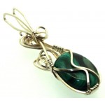 Malachite Silver Filled Wire Wrapped Pendant 02