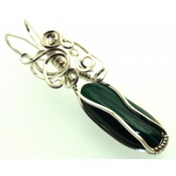 Malachite Silver Filled Wire Wrapped Pendant 04