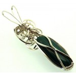 Malachite Silver Filled Wire Wrapped Pendant 04