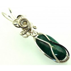 Malachite Silver Filled Wire Wrapped Pendant 05