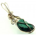 Malachite Silver Filled Wire Wrapped Pendant 07