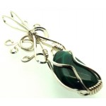 Malachite Silver Filled Wire Wrapped Pendant 08