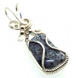 Merlinite Gemstone Silver Plated Wire Wrapped Pendant 10