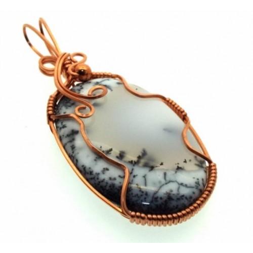 Merlinite Copper Wire Wrapped Pendant 06