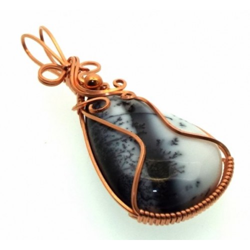 Merlinite Copper Wire Wrapped Pendant 08