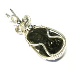 Moldavite Gemstone Sterling Silver Wire Wrapped Pendant 01