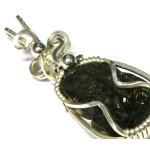 Moldavite Gemstone Sterling Silver Wire Wrapped Pendant 01