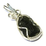 Moldavite Gemstone Sterling Silver Wire Wrapped Pendant 01