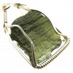 Moldavite Gemstone Sterling Silver Wire Wrapped Pendant 03