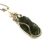 Moldavite Gemstone Sterling Silver Wire Wrapped Pendant 04