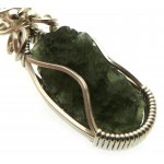 Moldavite Gemstone Sterling Silver Wire Wrapped Pendant 04