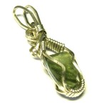 Moldavite Gemstone Sterling Silver Wire Wrapped Pendant 02