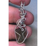 Moldavite Gemstone Sterling Silver Wire Wrapped Pendant 05