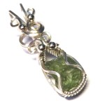 Moldavite Gemstone Sterling Silver Wire Wrapped Pendant 07