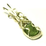 Moldavite Gemstone Sterling Silver Wire Wrapped Pendant 07