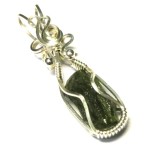 Moldavite Gemstone Sterling Silver Wire Wrapped Pendant 08