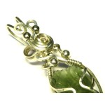 Moldavite Gemstone Sterling Silver Wire Wrapped Pendant 09