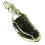 Moldavite Gemstone Sterling Silver Wire Wrapped Pendant 10