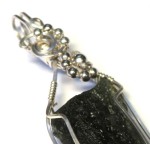 Moldavite Gemstone Sterling Silver Wire Wrapped Pendant 10