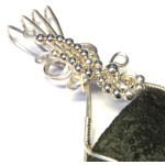 Moldavite Gemstone Sterling Silver Wire Wrapped Pendant 11