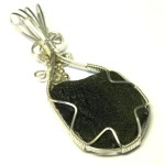 Moldavite Gemstone Sterling Silver Wire Wrapped Pendant 11