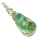 Green Opal Sterling Silver Wire Wrapped Pendant 01