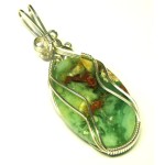 Green Opal Sterling Silver Wire Wrapped Pendant 02