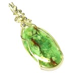 Green Opal Sterling Silver Wire Wrapped Pendant 03