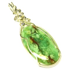 Green Opal Sterling Silver Wire Wrapped Pendant 03