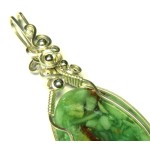 Green Opal Sterling Silver Wire Wrapped Pendant 03