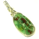 Green Opal Sterling Silver Wire Wrapped Pendant 03