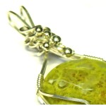 Green Opal Sterling Silver Wire Wrapped Pendant 04