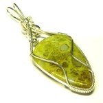 Green Opal Sterling Silver Wire Wrapped Pendant 04