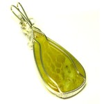 Green Opal Sterling Silver Wire Wrapped Pendant 05