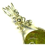 Green Opal Sterling Silver Wire Wrapped Pendant 06