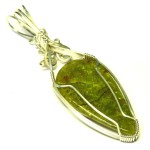 Green Opal Sterling Silver Wire Wrapped Pendant 06