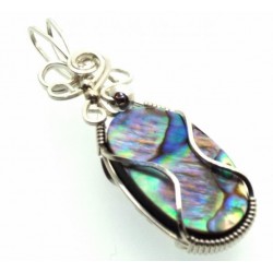 Paua Shell Silver Filled Wire Wrapped Pendant 05