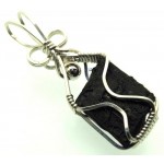 Black Tourmaline Sterling Silver Wire Wrapped Pendant 02