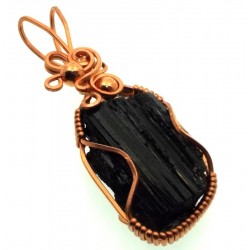 Black Tourmaline Copper Wire Wrapped Pendant 04